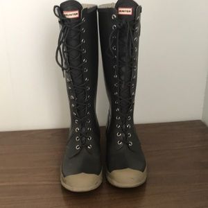 Hunter Watling Lace Up Rain Boots Gunmetal Gray Size 11